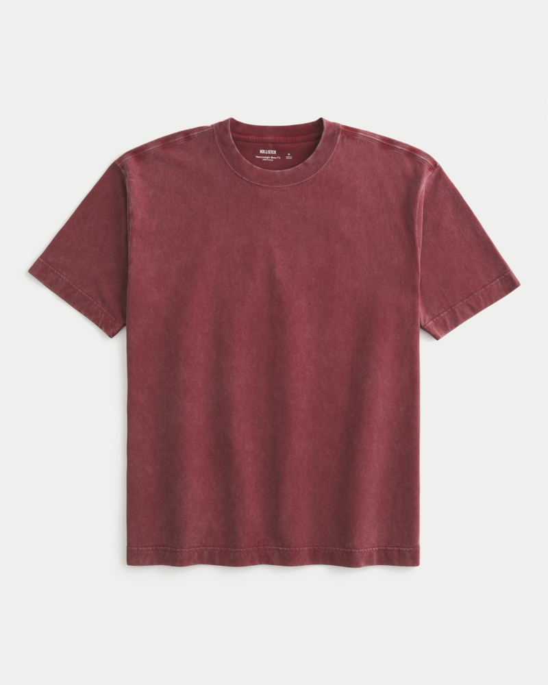 quadratisch geschnittenes strapazierfähiges t-shirt aus gewaschener baumwolle mit rundhalsausschnitt