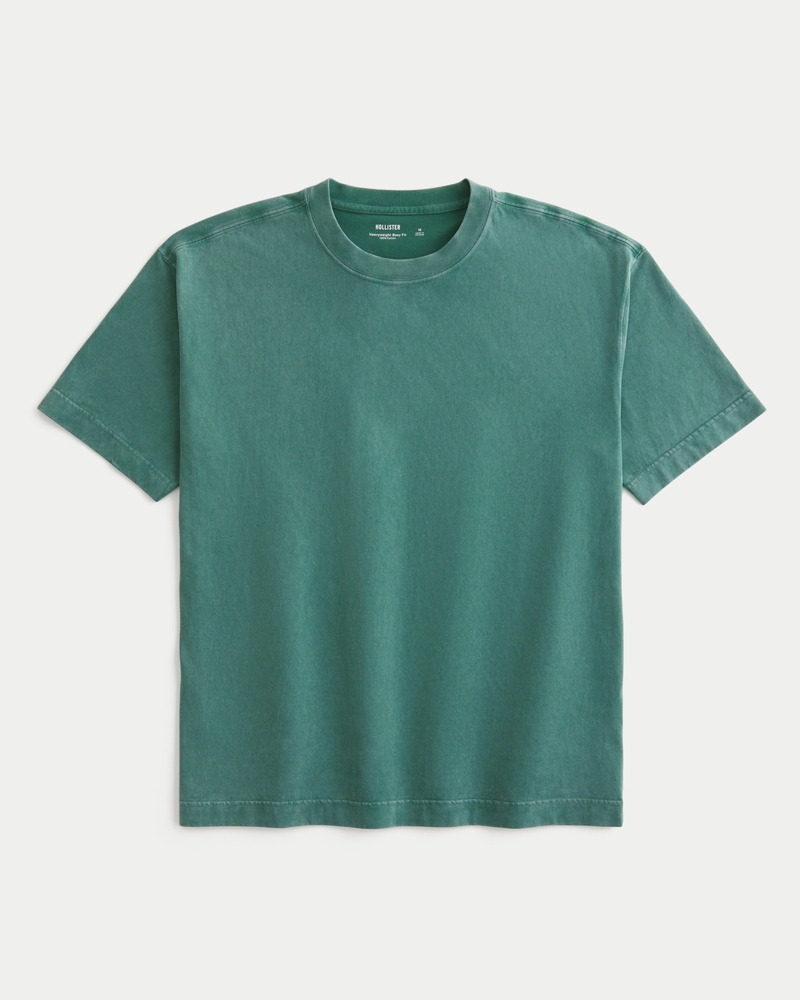 quadratisch geschnittenes strapazierfähiges t-shirt aus gewaschener baumwolle mit rundhalsausschnitt