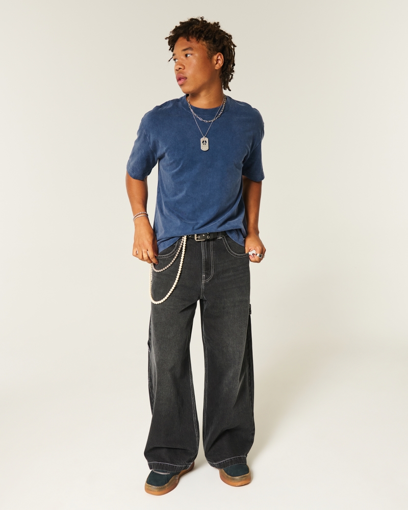 locker sitzendes grob gestricktes t-shirt mit rundhalsausschnitt und farbspritzer-effekt