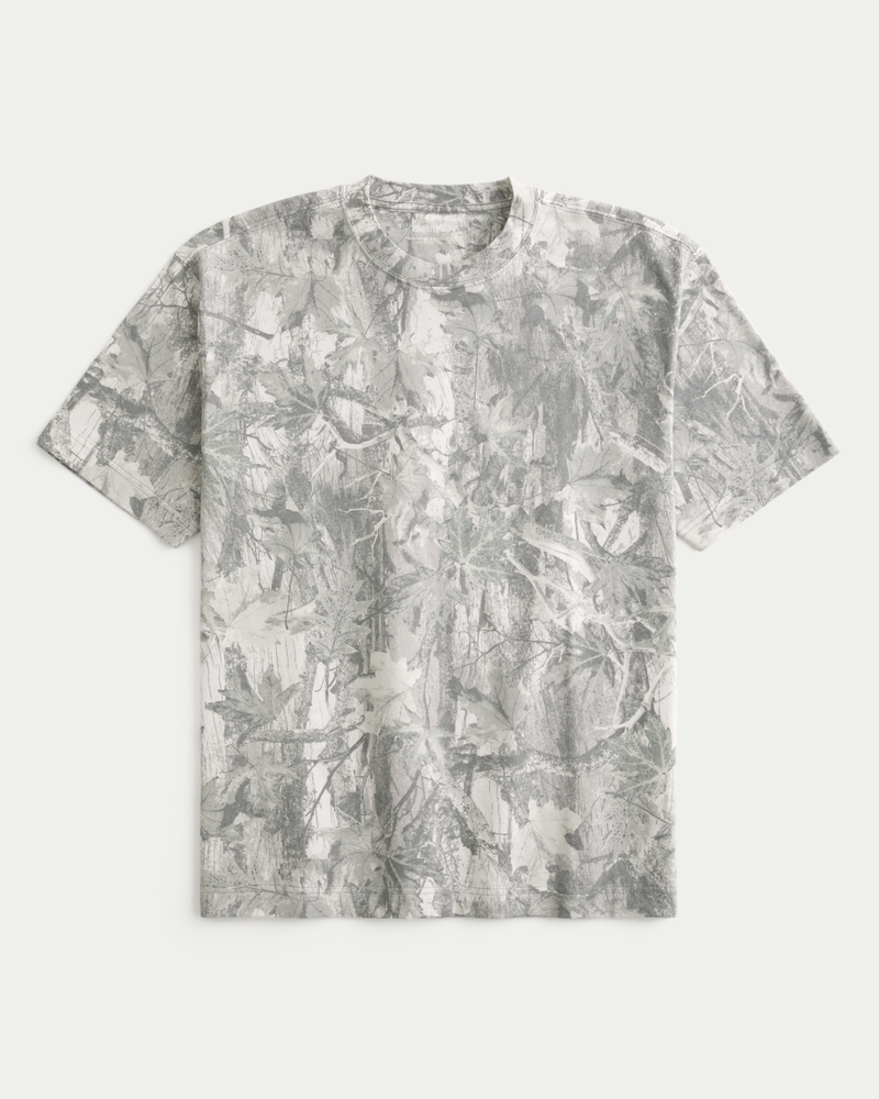 quadratisch geschnittenes schweres gewaschenes baumwoll-t-shirt mit rundhalsausschnitt