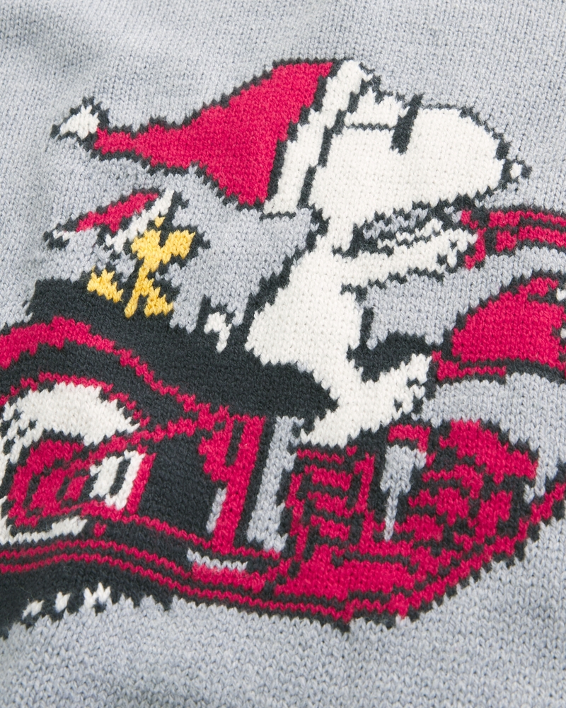 rundhalspullover mit quadratischem snoopy-muster