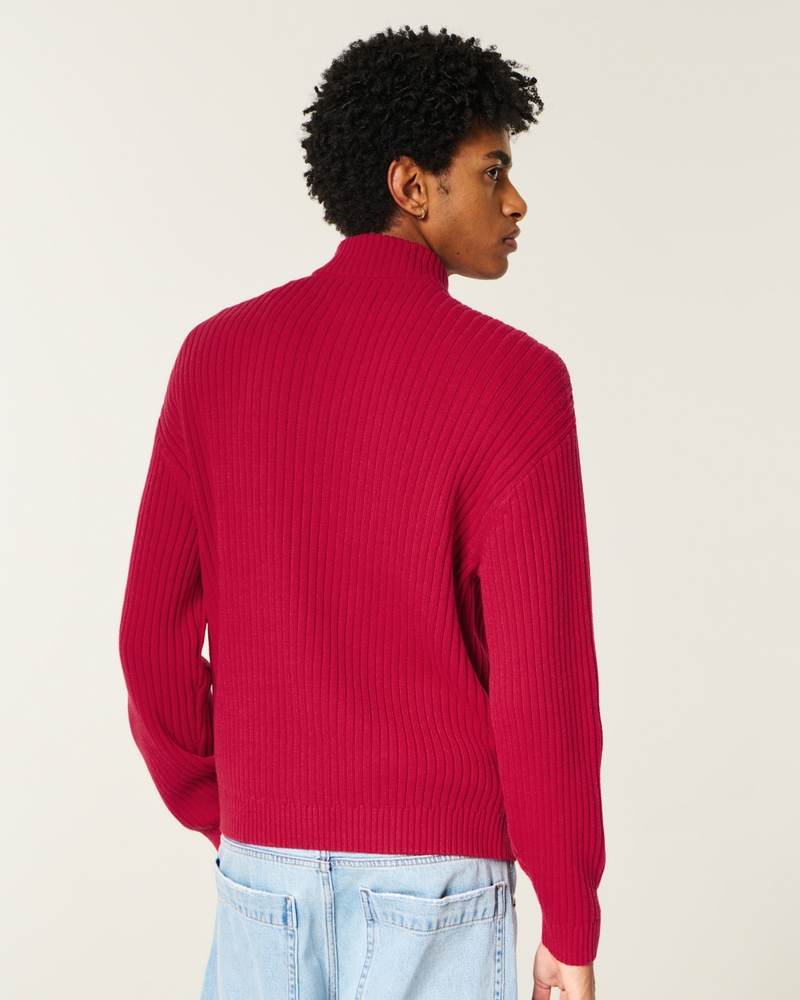 lässiger pullover mit reißverschluss und hufeisenmuster