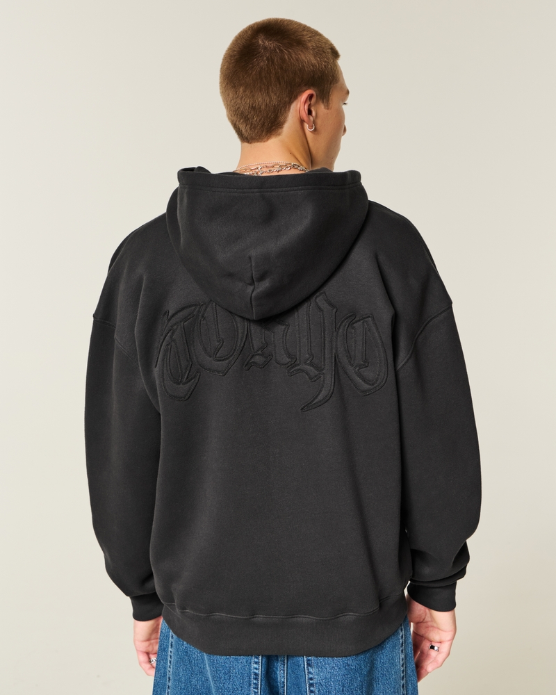 hoodie mit quadratischem schnitt und tokyo-muster