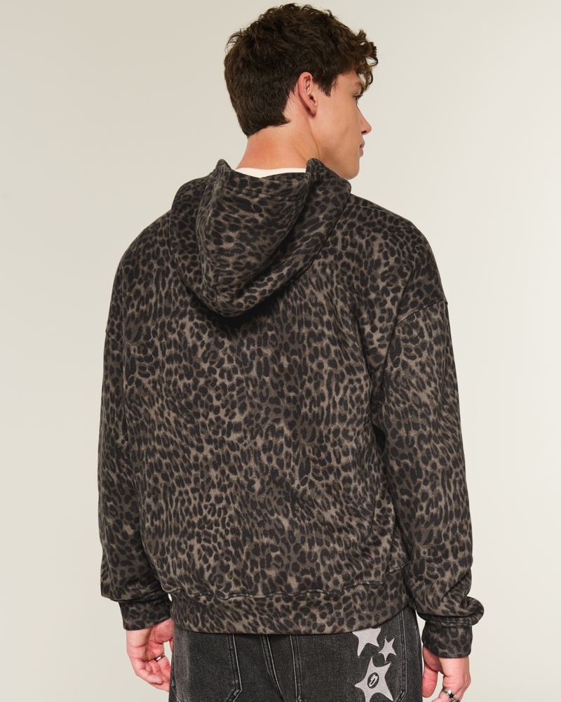 kapuzenpullover mit sternenmuster und reißverschluss in quadratischer passform