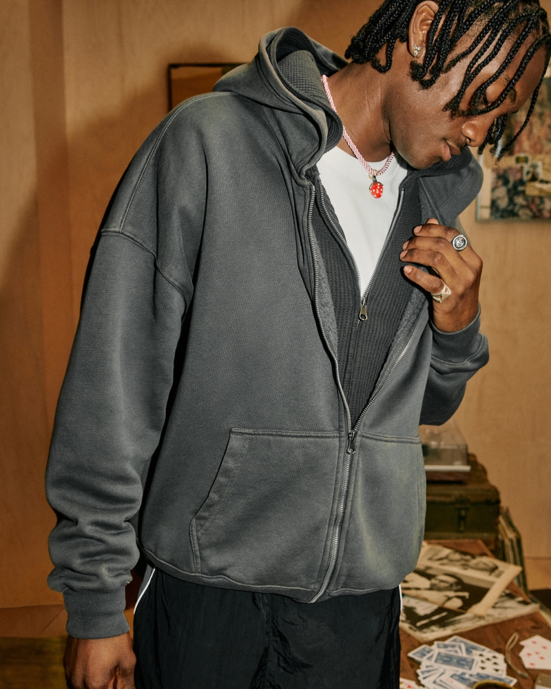 kapuzenpullover mit reißverschluss und muster „no fear