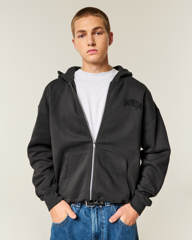 kapuzenpullover mit reißverschluss und muster „no fear
