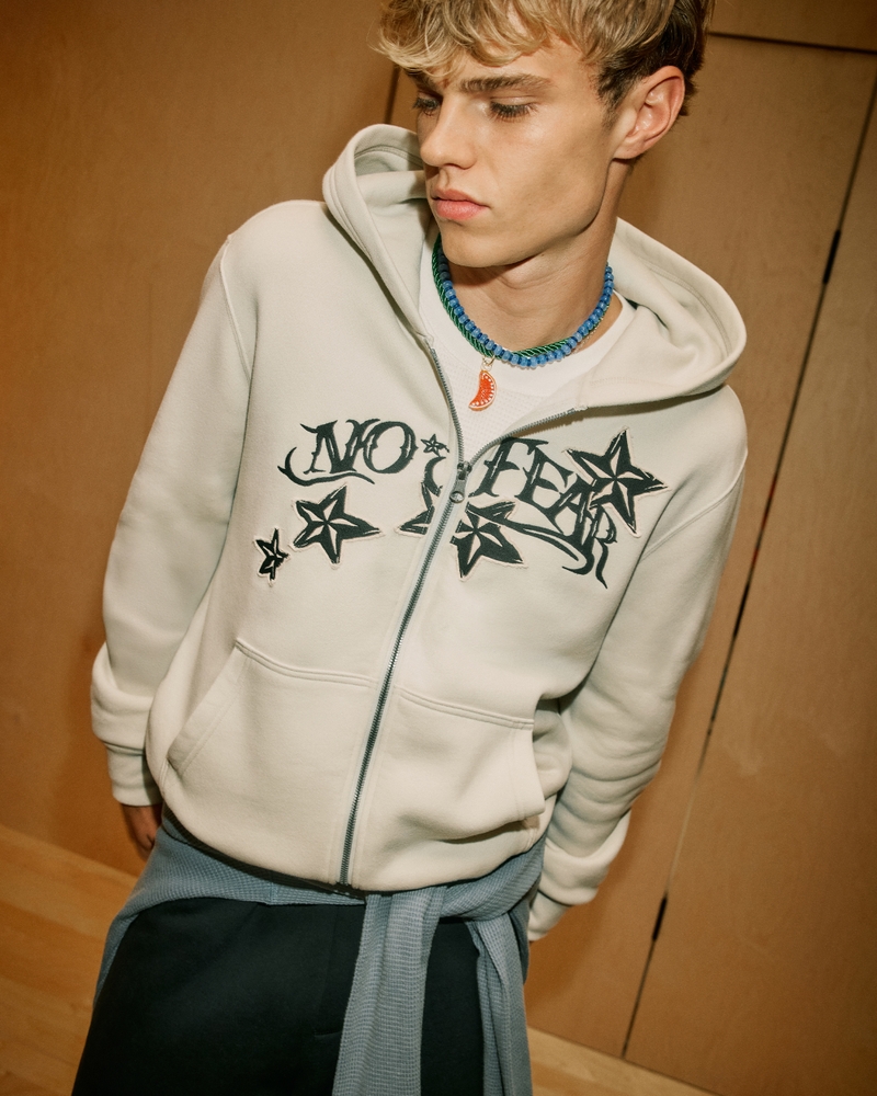 kapuzenpullover mit reißverschluss und muster „no fear