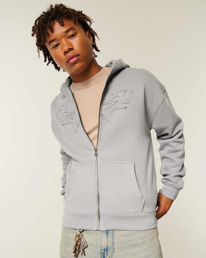 kapuzenpullover mit reißverschluss und muster „no fear